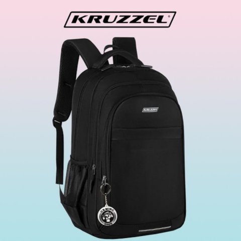 Ghiozdan rucsac scolar 30L, negru, cu breloc , dimensiuni 50x28x19cm [6]