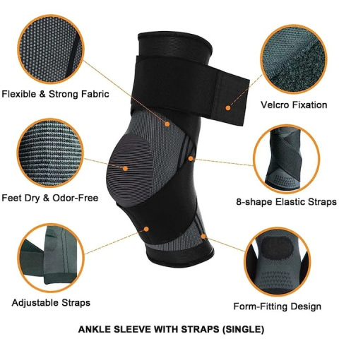 Glezniera elastica, marime M, tip bandaj, protectie pentru glezna, negru/gri [7]