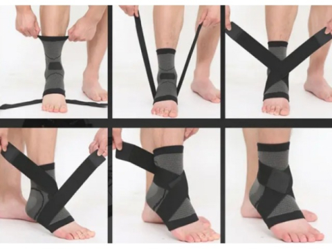 Glezniera elastica, marime M, tip bandaj, protectie pentru glezna, negru/gri [4]
