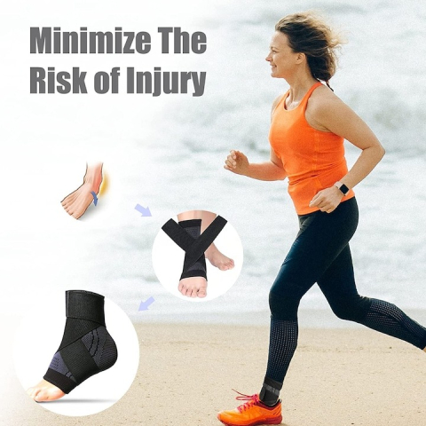 Glezniera elastica, marime M, tip bandaj, protectie pentru glezna, negru/gri [2]