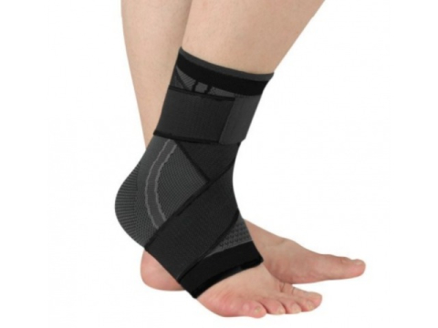 Protectie si siguranta - Glezniera elastica, marime M, tip bandaj, protectie pentru glezna, negru/gri