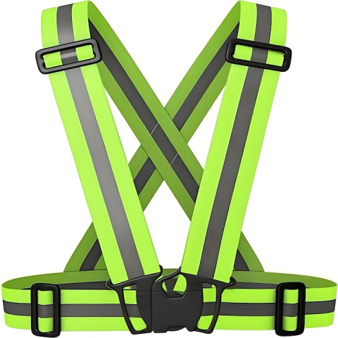 Protectie si siguranta - Ham reflectorizant reglabil, vizibilitate 360°, elastic, prindere cu catarama, marime universala, culoare verde neon