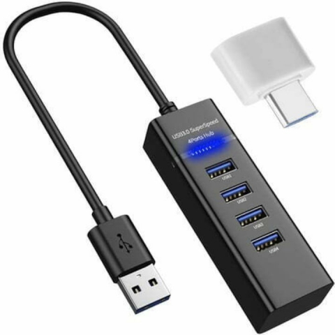 Diverse - Hub 4x port USB, transmisie rapida 3.0 + adaptor USB-C pentru conectare la diverse dispozitive