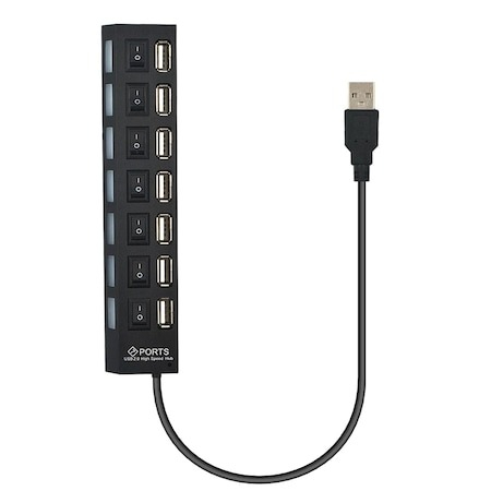 Diverse - Hub 7x port USB, transmisie rapida 2.0 - Negru