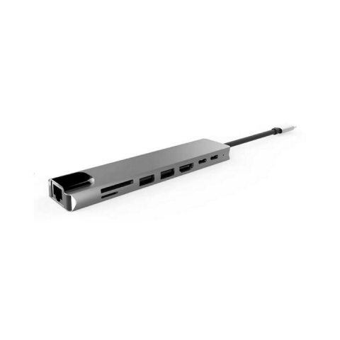 Hub adaptor multifunctional 8in1, HDMI 4K Ultra HD 30 Hz, USB 3.0, SD/TF Card Reader, 5 Gbps, RJ 45 [2]