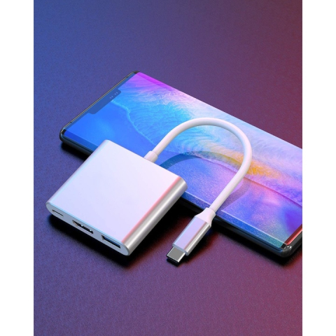 Hub adaptor USB Type-C cu HDMI, USB 3.0 si port Power Delivery, 19 cm – extindere video UHD, transfer rapid de date si incarcare simultana [7]