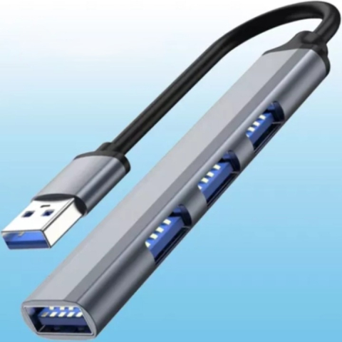 Hub pentru transfer date cu 4 porturi USB 3.0 si 2.0, carcasa din aluminiu, gri, compact, 9 x 1.7 x 0.9 cm [7]