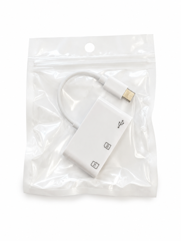 Hub USB-C alb 3 in 1 cu port USB 3.0, cititor card SD si TF microSD, adaptor Type-C pentru laptop, tableta, telefon si transfer fisiere [3]