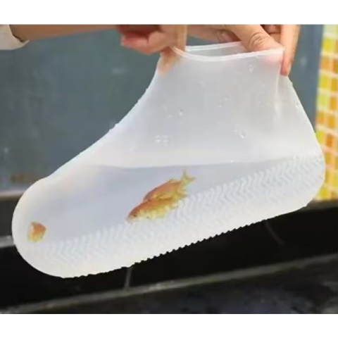 Husa pentru incaltaminte, set 2 bucati, impermeabila, latex, marime M 34-40, antiderapanta, unisex, alb [1]