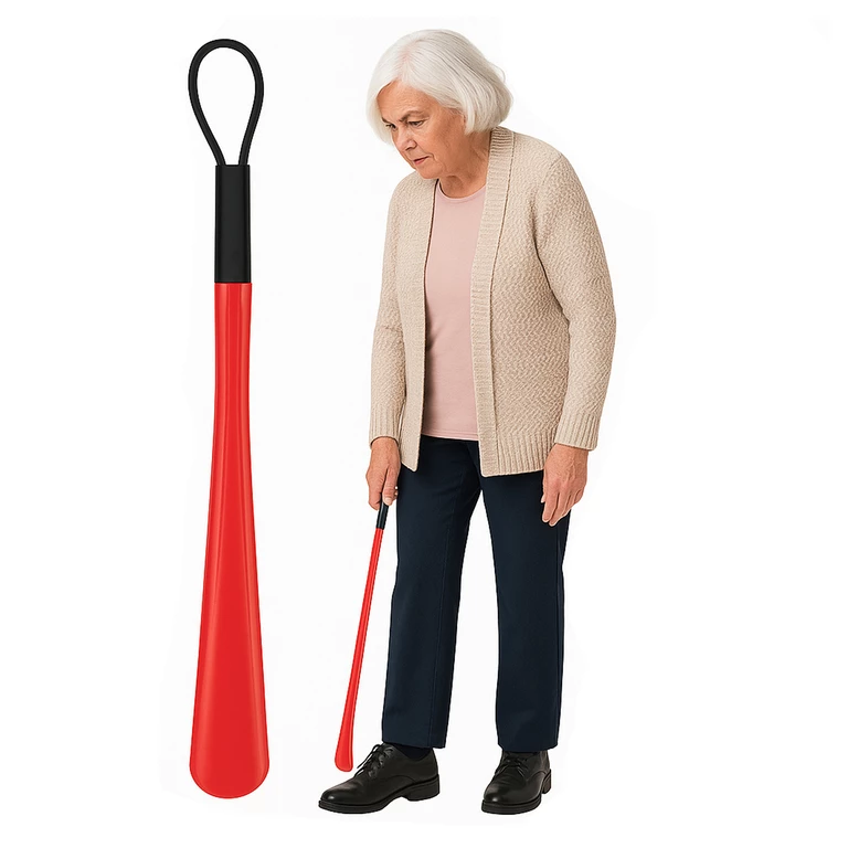 Incaltator rosu 48 x 5 cm, lung din plastic, cu maner pentru agatare, accesoriu practic pentru incaltaminte [1]