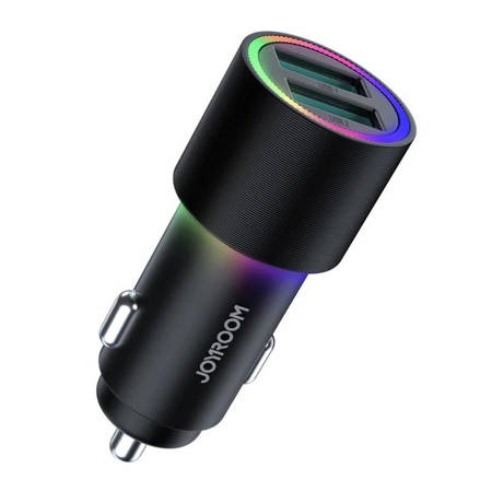 Încărcătoare auto - Incarcator auto, 2 x USB, 24W, 4.8 A, iluminare LED, negru