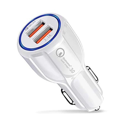 Accesorii auto telefoane - Incarcator bricheta auto 12V-24V, 2x USB 3.0 cu incarcare rapida - Alb