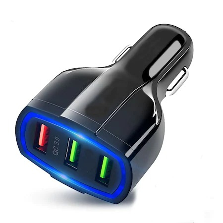 Accesorii auto telefoane - Incarcator auto 12V-24V, 3x USB cu incarcare rapida - Negru