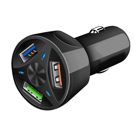 Incarcator auto, 3x porturi USB tip A, incarcare rapida, universal, negru, 7.8x2.9x4.4 cm – compact, eficient si sigur pentru toate dispozitivele