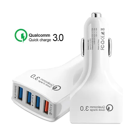 Incarcator Auto 12V, 4x USB 3.0 cu incacare rapida - Alb [2]