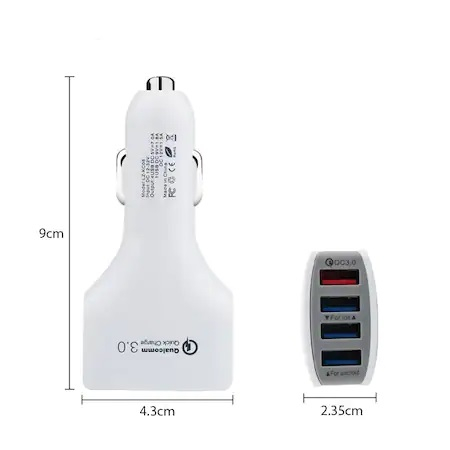 Incarcator Auto 12V, 4x USB 3.0 cu incacare rapida - Alb [4]