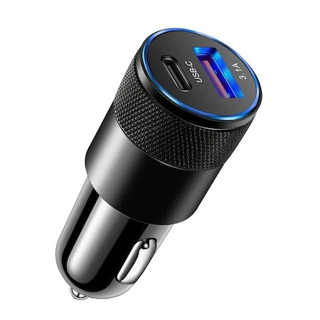 Accesorii auto telefoane - Incarcator auto 68W, 12V, 1x USB, 1x Type C, incarcare rapida - Negru