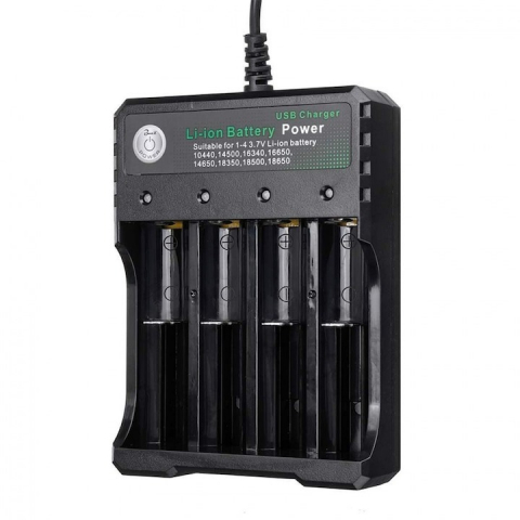 Incarcator de acumulatori Li-ion 18650, pentru 4 baterii, alimentare USB - Negru [3]