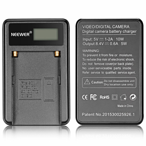 Echipamente vlogging - Incarcator Neewer pentru acumulator Sony NP-F970 F550/F750/F960 si alte baterii compatibile, afisaj digital