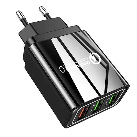 Incarcatoare telefoane - Incarcator priza,incarcare rapida 3.0 cu 3x USB - Negru