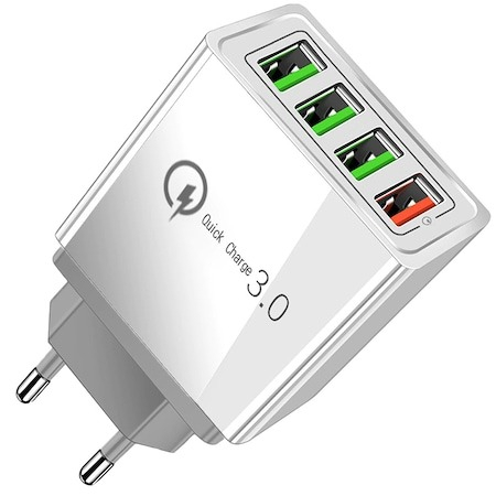Incarcatoare telefoane - Incarcator priza,incarcare rapida 3.0 cu 4x USB - Alb