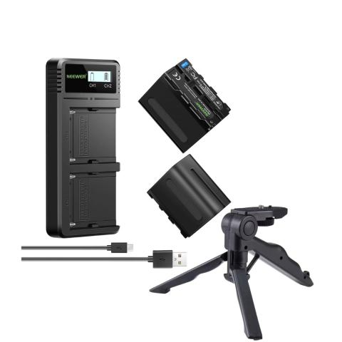 ECHIPAMENTE FOTO - Incarcator rapid dual NEEWER USB-C cu 2 baterii NP-F970 6600mAh, compatibil Sony NP-F550 NP-F570 NP-F750 NP-F970 pentru camere video si iluminare LED si mini trepied inclus