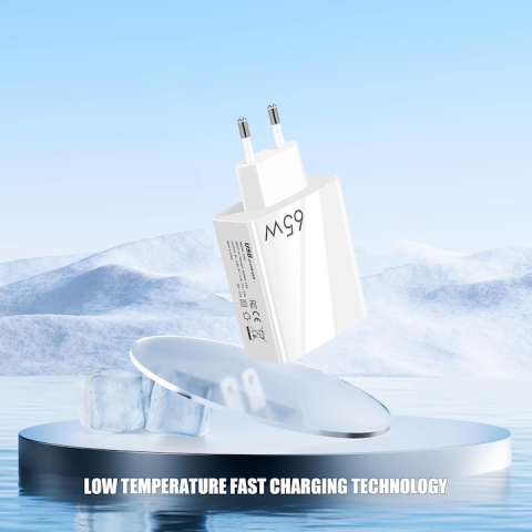 Incarcator retea multiport, fast charge 65W, 5 iesiri (3x USB + 2x USB-C), protectie la supraincalzire, compact si portabil, universal, alb [3]