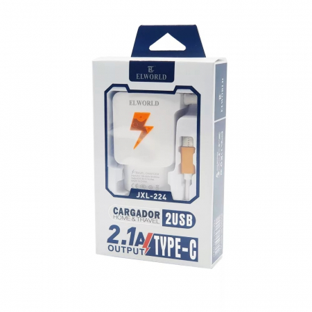 Incarcatoare telefoane - Incarcator Universal Usb cu 2 Porturi Luminate si Cablu Micro Usb Elworld , Portocaliu - Elworld