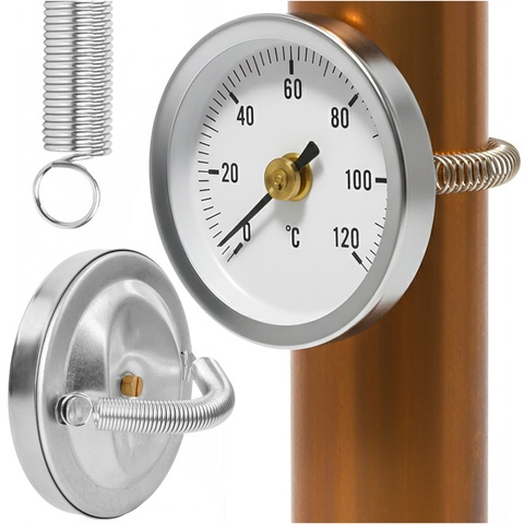 Indicator analogic de temperatura pentru conducte, fixare cu arc, scala 0-120°C, cadran 6.3 cm, argintiu [8]