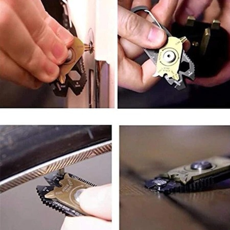 Inel cheie carabina, breloc de precizie multifunctional, multitool 20in1 [3]