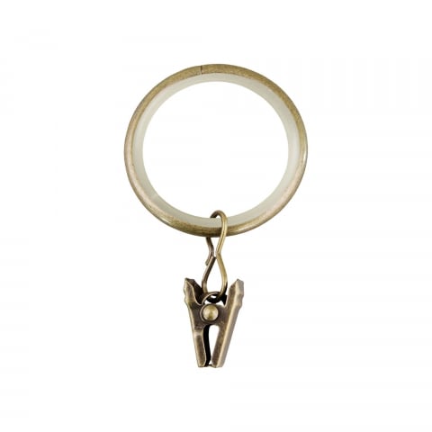 Intretinere casa - Inel metalic cu clema de agatat pentru perdele, draperii, diametru 22 mm - Bronz