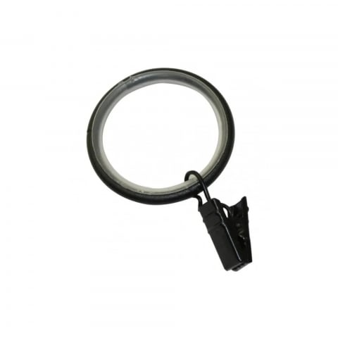 Intretinere casa - Inel metalic cu clema de agatat pentru perdele, draperii, diametru 22 mm - Negru