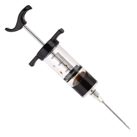 Injector sosuri si marinade pentru carne, capacitate 50 ml, cu 3 ace din otel inoxidabil, sistem ergonomic, usor de utilizat si curatat, ideal pentru bucatarie, grill si afumatoare, negru [2]