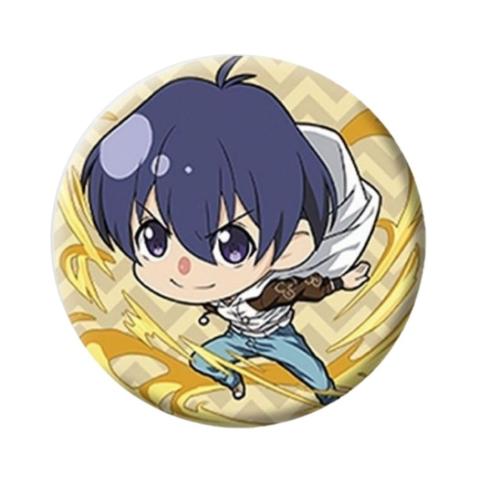 PAPETARIE & BIROTICA - Insigna rotunda anime chibi cu personaj masculin si efect energie galbena, model ilustrat color, 58 mm