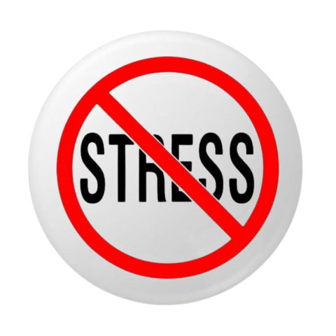 Insigne - Insigna rotunda No Stress 58 mm, model mesaj anti stres cu simbol interzis rosu