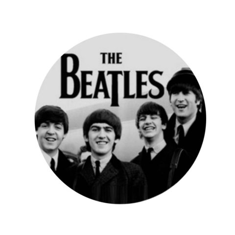 PAPETARIE & BIROTICA - Insigna rotunda The Beatles model foto alb-negru, design clasic trupa rock legendara, 58 mm