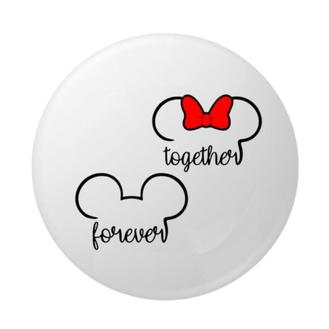 Insigna rotunda Together Forever, 58 mm, prindere cu ac metalic