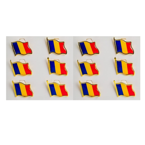 Insigna tricolor Romania din metal auriu, set 12 bucati, 2 x 0.5 x 2 cm [2]