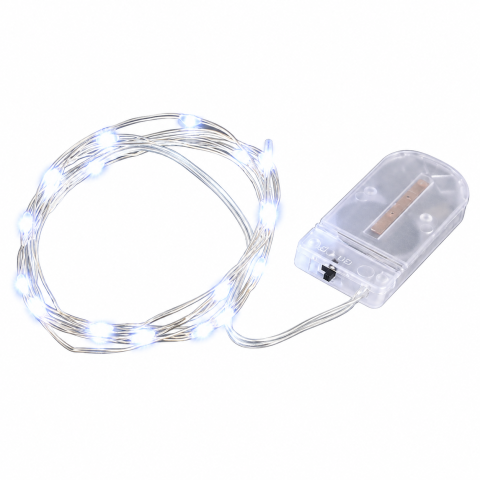 ELECTRONICE - Instalatie Craciun alba 1 m, 10 LED-uri alb rece, fir subtire, alimentare cu baterii, cablu 0,6 m