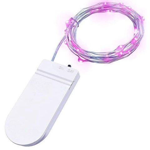 Instalatie de Craciun roz, 1 m, 10 LED-uri, alimentare cu baterii, fir flexibil, cablu luminos 0,6 m [2]