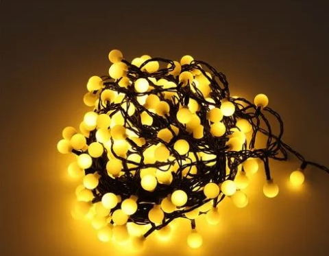 Instalatie luminoasa LED cu globuri, Alb Cald, 30 m iluminati + 2 m alimentare, 300 LED, cablu negru, exterior si interior [1]