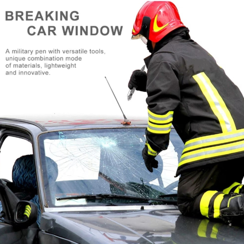 Instrument multifunctional tip pix metalic pentru urgente, spargator geam auto, rezistent, 15.8 x 1.38 cm, negru [2]