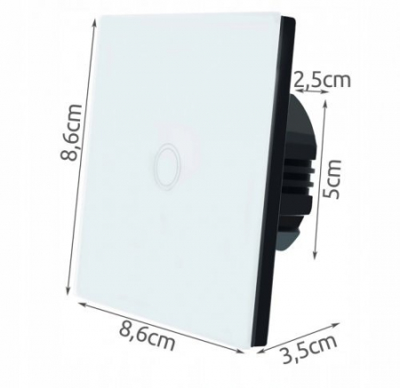 Intrerupator tactil din sticla, LED, sarcina maxima 300W - Alb [2]