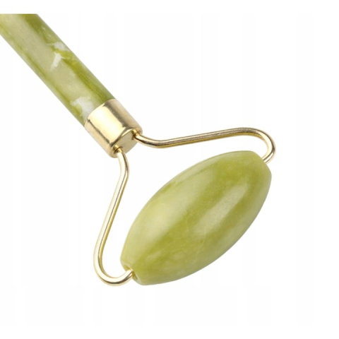Jade roller de masaj facial cu role, piatra naturala, efect lifting si relaxare, imbunatatirea circulatiei, nuante verde jad [7]