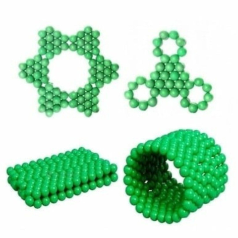 Joc cu bile magnetice NeoCube, verde fluorescent, cub 3.2 x 3.2 x 3.2 cm, 216 bile magnetice din neodim 5 mm, set antistres cu cutie metalica si fereastra transparenta, 14+ [1]