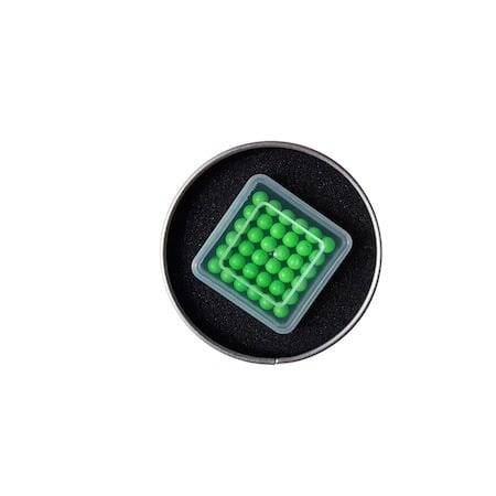 Joc cu bile magnetice NeoCube, verde fluorescent, cub 3.2 x 3.2 x 3.2 cm, 216 bile magnetice din neodim 5 mm, set antistres cu cutie metalica si fereastra transparenta, 14+ [5]