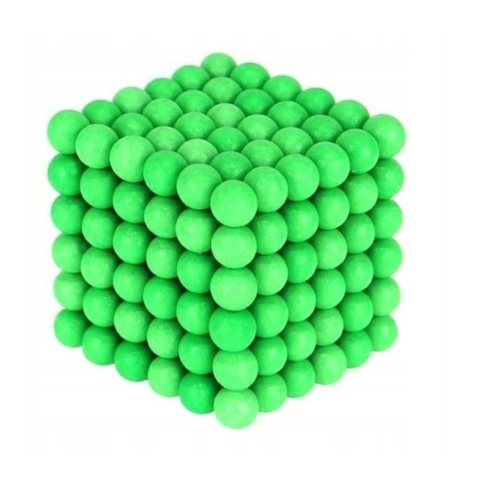 Joc cu bile magnetice NeoCube, verde fluorescent, cub 3.2 x 3.2 x 3.2 cm, 216 bile magnetice din neodim 5 mm, set antistres cu cutie metalica si fereastra transparenta, 14+ [2]