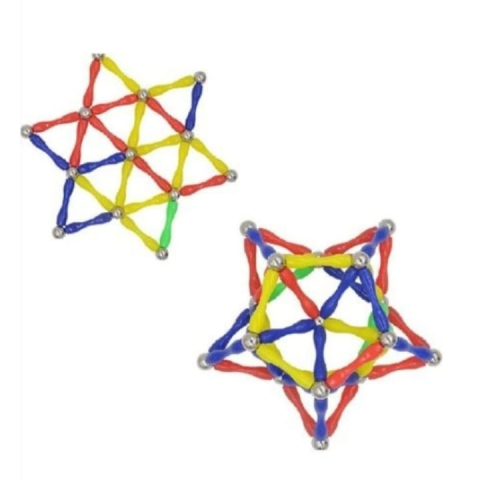 Joc de constructie magnetic multicolor, 50 piese 3D, set educativ cu forme geometrice si magneti, pentru dezvoltarea creativitatii si gandirii spatiale, 3 ani+ [10]