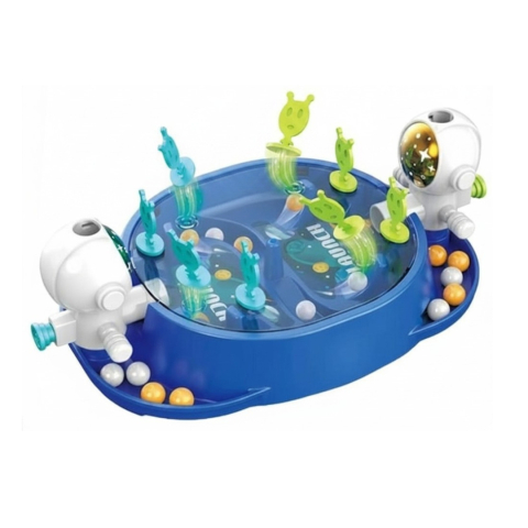 JOCURI ȘI JUCĂRII - Joc de masa pentru copii, interactiv, model astronauti, ABS, 2 jucatori, portabil, albastru, 19 x 7 x 11.3 cm