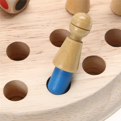Joc de memorie Montessori din lemn, multicolor, tabla rotunda 17 cm, 24 pioni si zar colorat, joc educativ pentru dezvoltarea atentiei si memoriei, 4 ani+ [7]